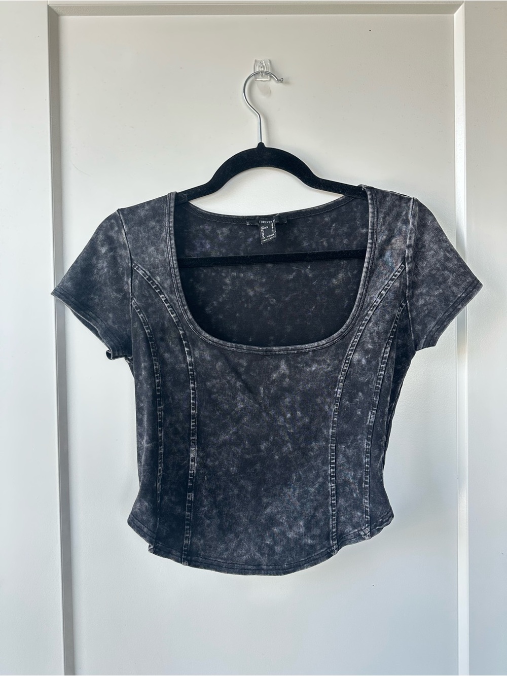 Acid Wash Corset Crop Tee